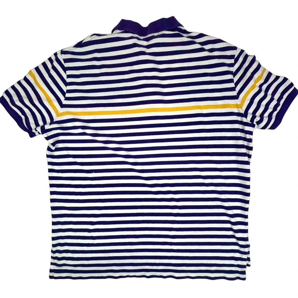 Polo Ralph Lauren Striped Polo Shirt Mens‎ XL Red Pony Logo Faded LSU GUC